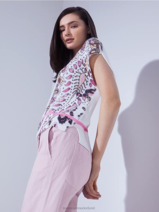 kleding gebroken wit 464J1155 slipover 100% gemaakt in Duitsland Marc Cain