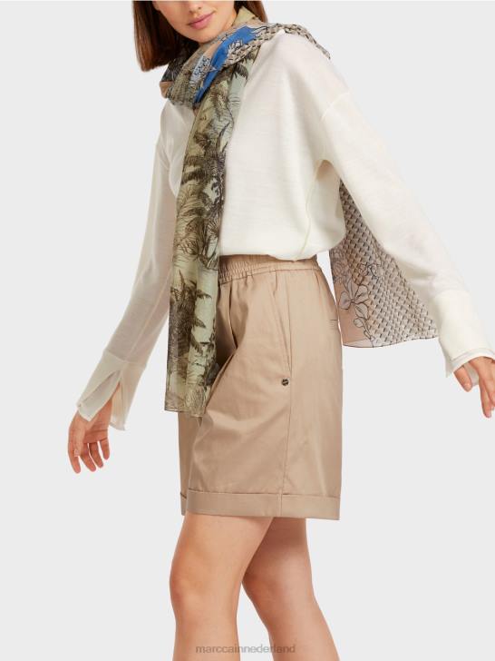 kleding gebroken wit 464J1158 fijne gebreide trui met v-hals Marc Cain