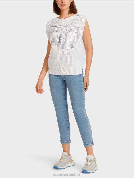 kleding gebroken wit 464J1164 slipover 100% gemaakt in Duitsland Marc Cain