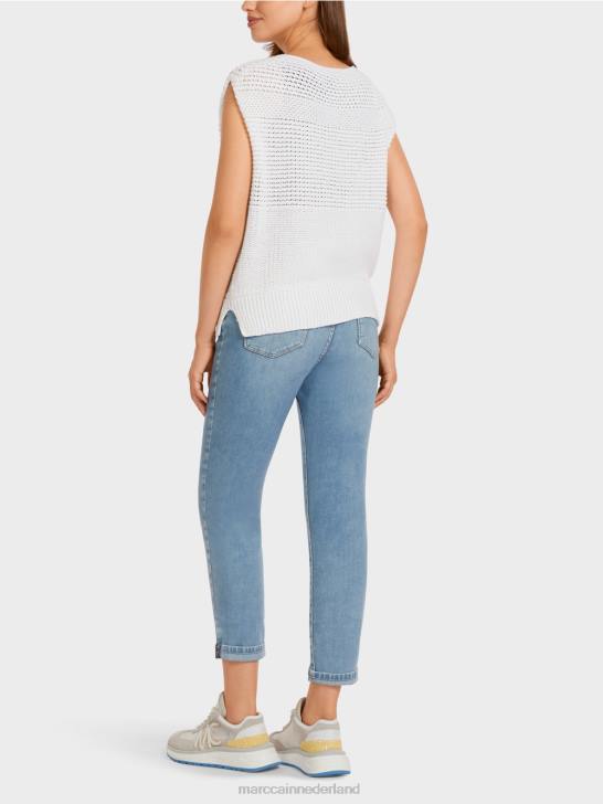 kleding gebroken wit 464J1164 slipover 100% gemaakt in Duitsland Marc Cain