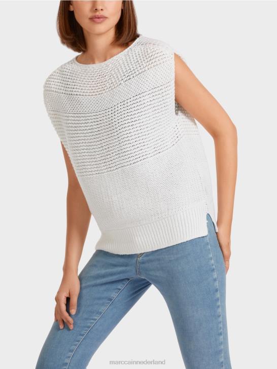 kleding gebroken wit 464J1164 slipover 100% gemaakt in Duitsland Marc Cain