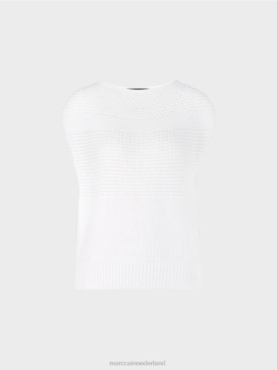 kleding gebroken wit 464J1164 slipover 100% gemaakt in Duitsland Marc Cain