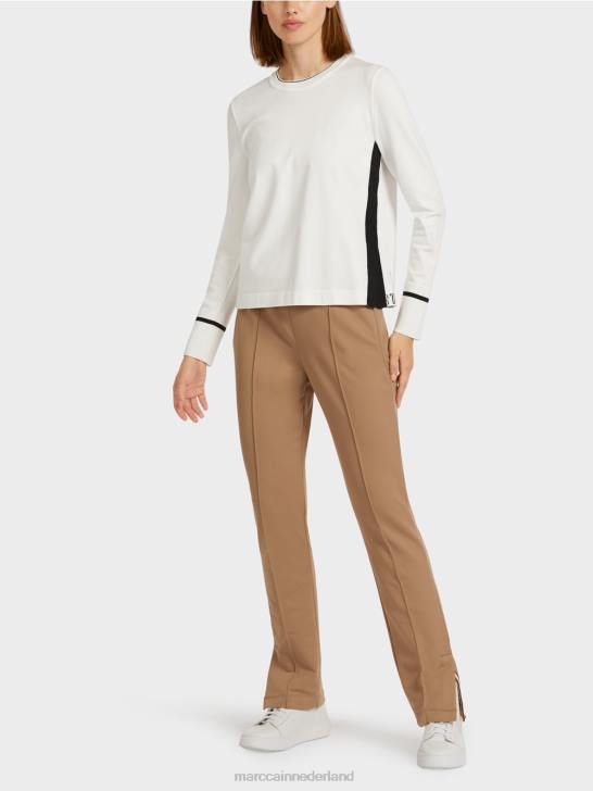 kleding gebroken wit 464J1175 "rethink Together" trui met split Marc Cain