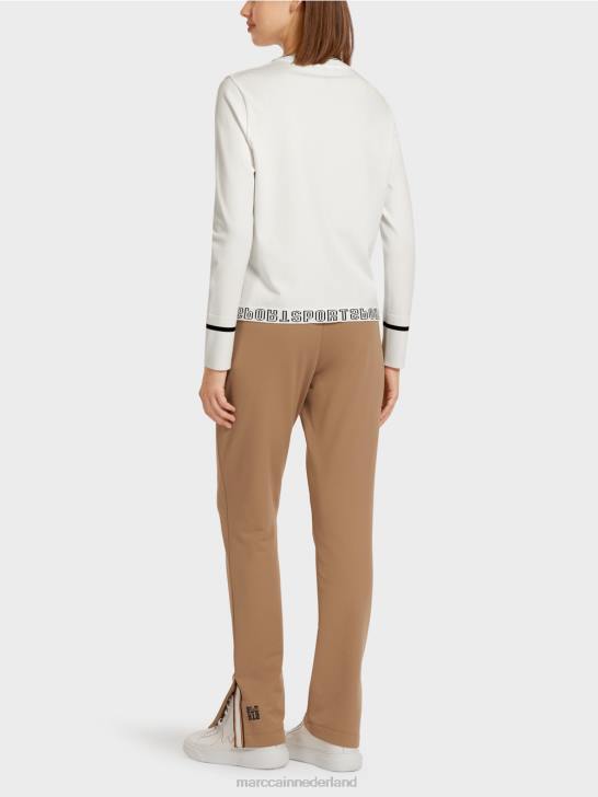 kleding gebroken wit 464J1175 \"rethink Together\" trui met split Marc Cain