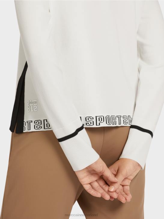 kleding gebroken wit 464J1175 \"rethink Together\" trui met split Marc Cain