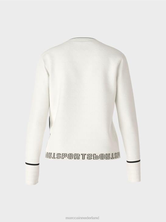 kleding gebroken wit 464J1175 \"rethink Together\" trui met split Marc Cain