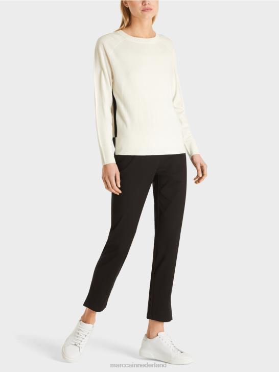 kleding gebroken wit 464J1183 trui van een luxe materiaalmix Marc Cain