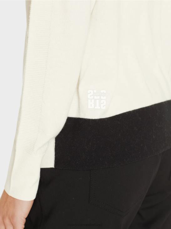 kleding gebroken wit 464J1183 trui van een luxe materiaalmix Marc Cain