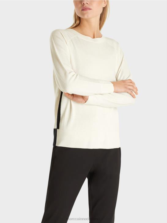 kleding gebroken wit 464J1183 trui van een luxe materiaalmix Marc Cain