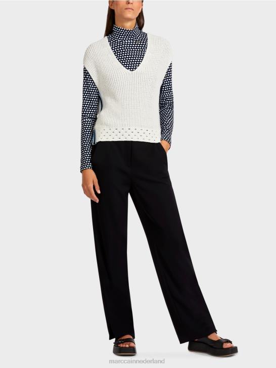 kleding gebroken wit 464J1184 slipover "gebreid in Duitsland" Marc Cain