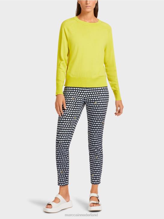 kleding groene zwavel 464J1188 trui van een luxe materiaalmix Marc Cain