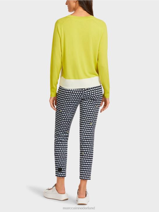 kleding groene zwavel 464J1188 trui van een luxe materiaalmix Marc Cain