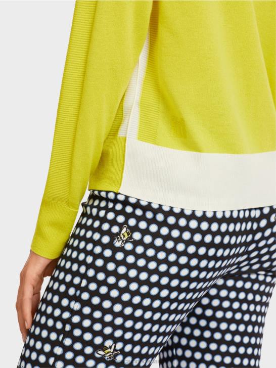 kleding groene zwavel 464J1188 trui van een luxe materiaalmix Marc Cain