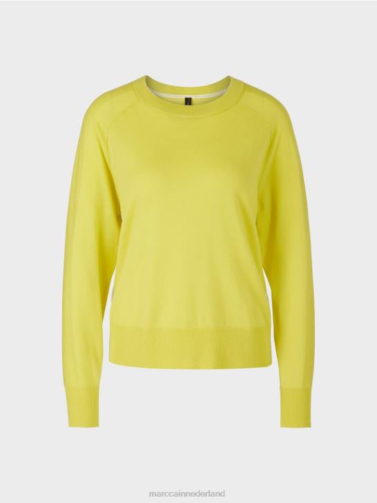 kleding groene zwavel 464J1188 trui van een luxe materiaalmix Marc Cain