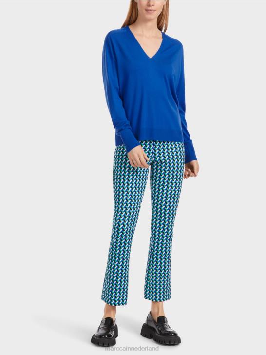 kleding helder koningsblauw 464J1058 Gebreide trui "rethink Together". Marc Cain