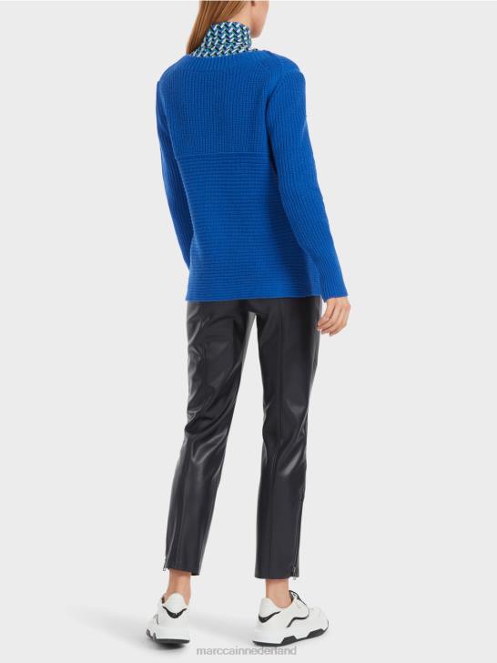 kleding helder koningsblauw 464J1059 wollen trui gebreid in Duitsland Marc Cain