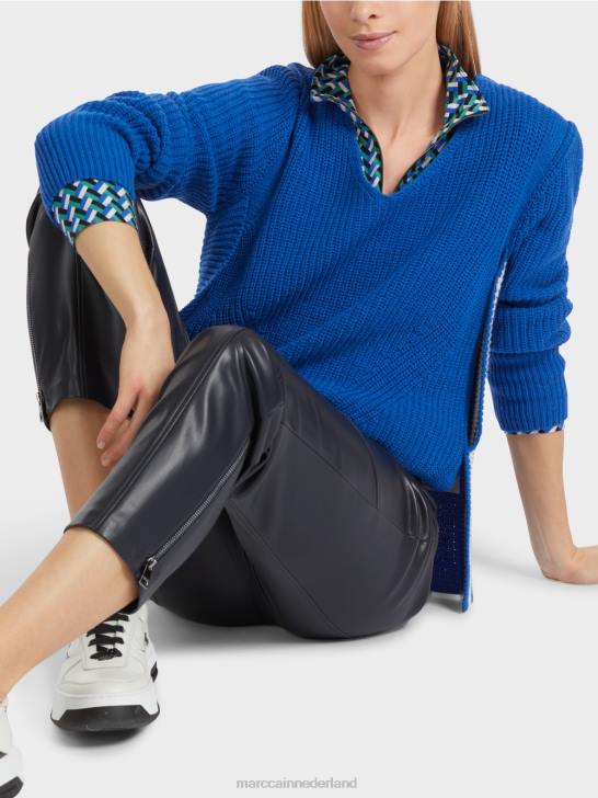 kleding helder koningsblauw 464J1059 wollen trui gebreid in Duitsland Marc Cain