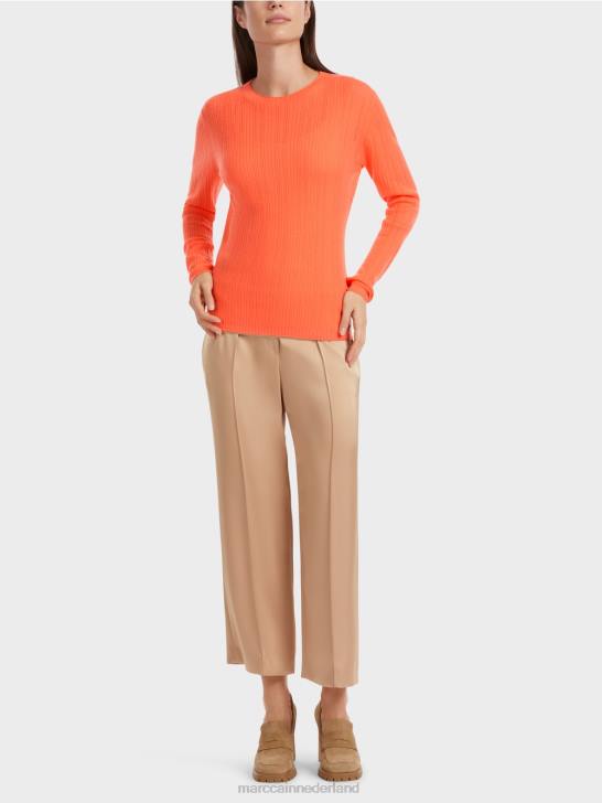 kleding helder koraal 464J1093 "samen heroverwegen" trui met ronde hals Marc Cain
