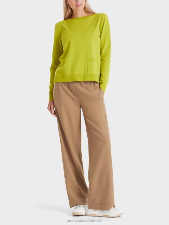 kleding helder olijfgroen 464J1042 "Samen heroverwegen" trui Marc Cain