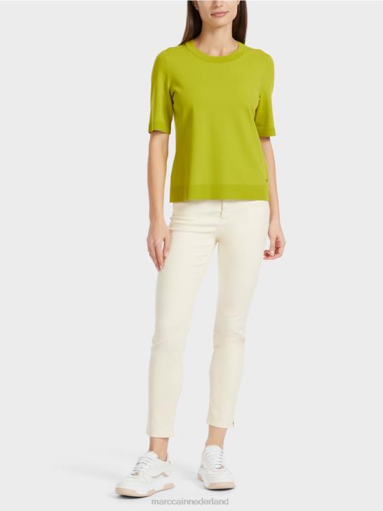 kleding helder olijfgroen 464J1073 "rethink Together" trui met korte mouwen Marc Cain