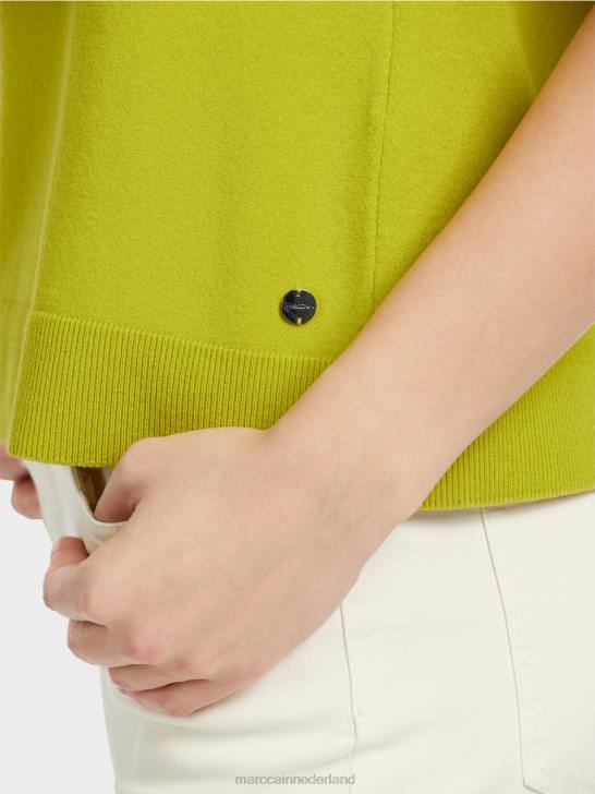 kleding helder olijfgroen 464J1073 \"rethink Together\" trui met korte mouwen Marc Cain