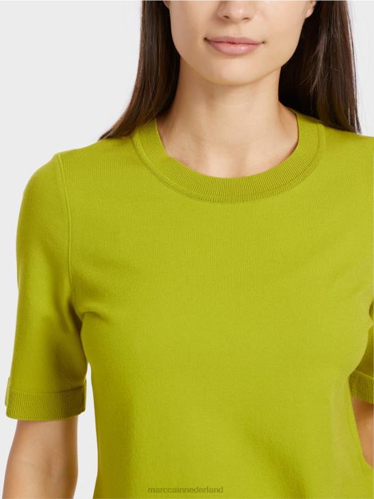 kleding helder olijfgroen 464J1073 \"rethink Together\" trui met korte mouwen Marc Cain