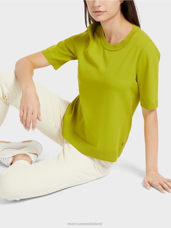 kleding helder olijfgroen 464J1073 \"rethink Together\" trui met korte mouwen Marc Cain