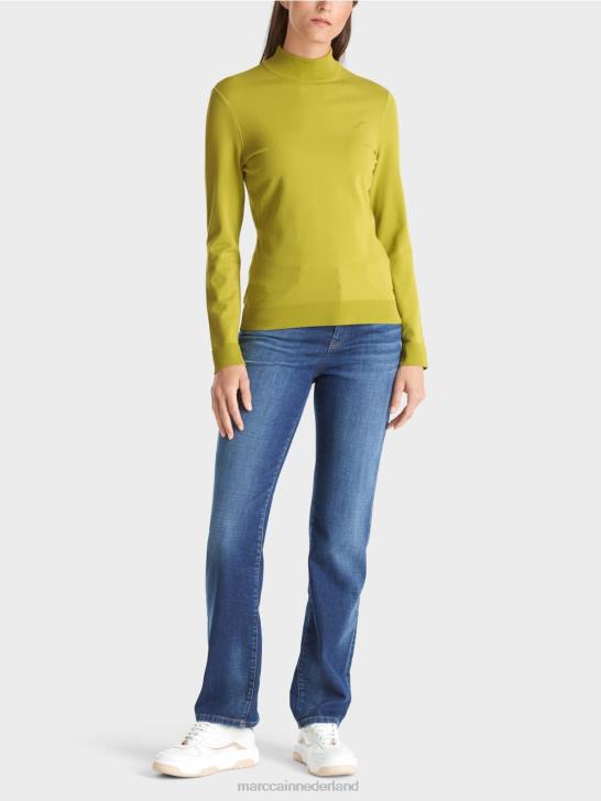 kleding helder olijfgroen 464J1075 fijngebreide "rethink Together" trui Marc Cain