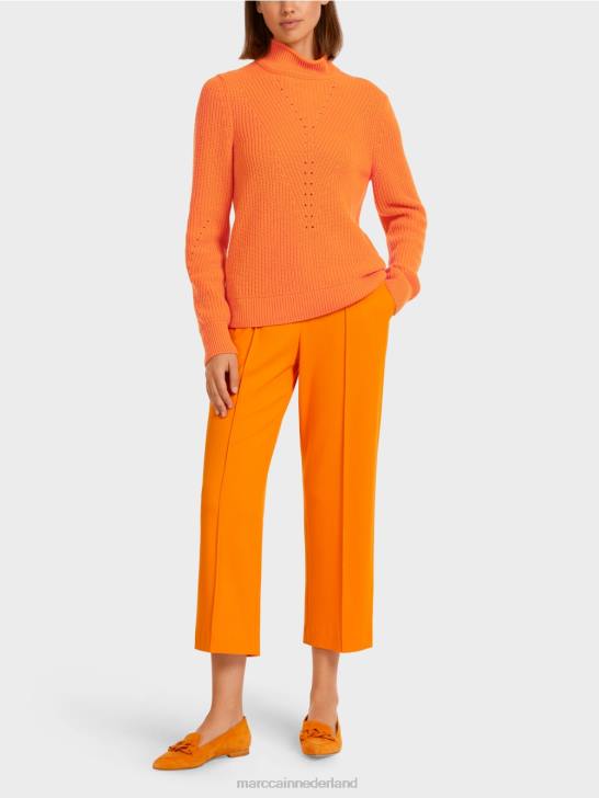 kleding helder oranje 464J1211 wollen trui "gebreid in Duitsland" Marc Cain
