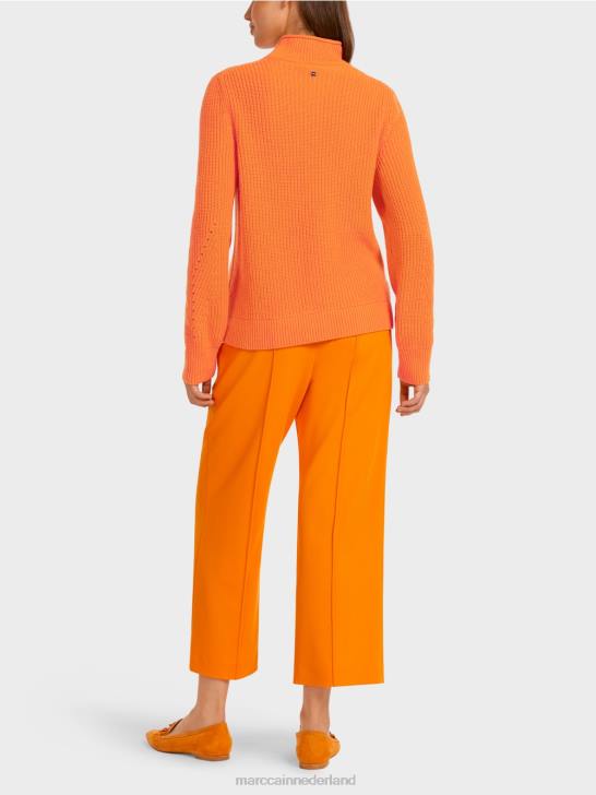 kleding helder oranje 464J1211 wollen trui \"gebreid in Duitsland\" Marc Cain