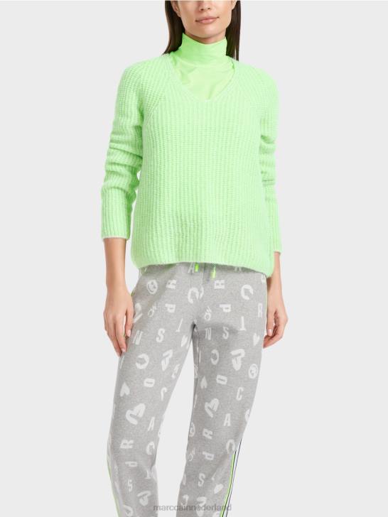 kleding helder schokkend groen 464J1094 v-trui 100% gemaakt in Duitsland Marc Cain