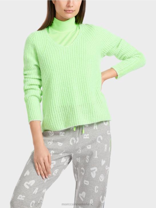 kleding helder schokkend groen 464J1094 v-trui 100% gemaakt in Duitsland Marc Cain