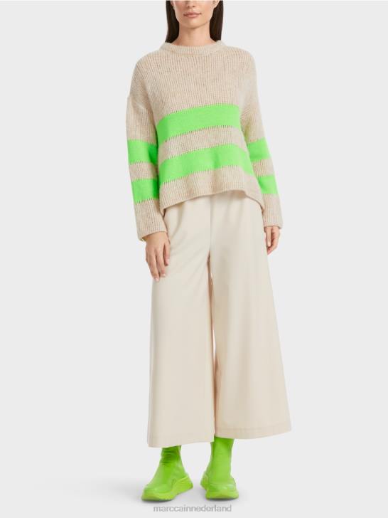 kleding helder schokkend groen 464J1096 gestreepte trui gebreid in Duitsland Marc Cain