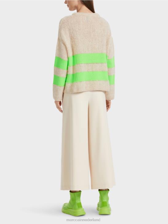 kleding helder schokkend groen 464J1096 gestreepte trui gebreid in Duitsland Marc Cain