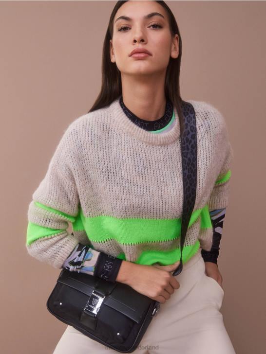 kleding helder schokkend groen 464J1096 gestreepte trui gebreid in Duitsland Marc Cain