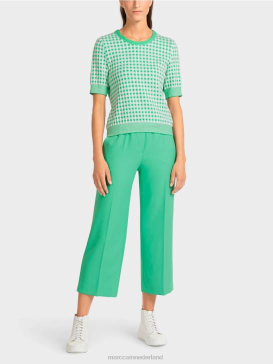 kleding heldere jade 464J1173 Vichy geruite trui "gebreid in Duitsland" Marc Cain