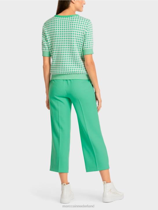 kleding heldere jade 464J1173 Vichy geruite trui \"gebreid in Duitsland\" Marc Cain