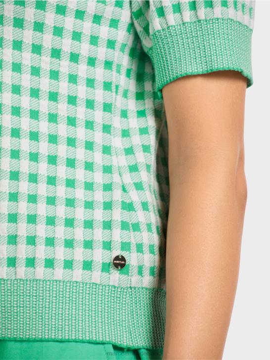 kleding heldere jade 464J1173 Vichy geruite trui \"gebreid in Duitsland\" Marc Cain