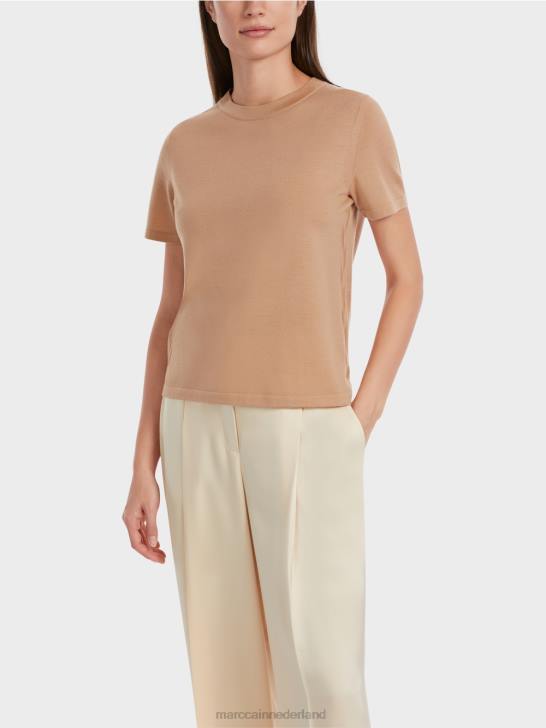 kleding heldere toffee 464J1091 \"Rethink Together\"-trui met korte mouwen Marc Cain