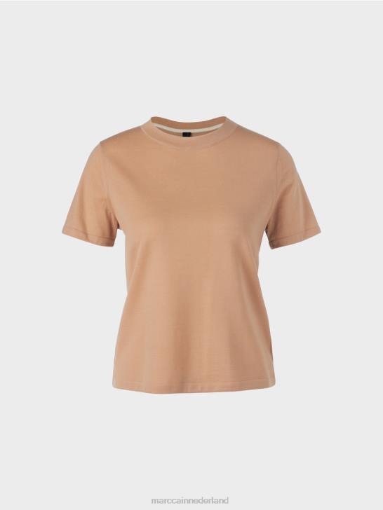 kleding heldere toffee 464J1091 \"Rethink Together\"-trui met korte mouwen Marc Cain