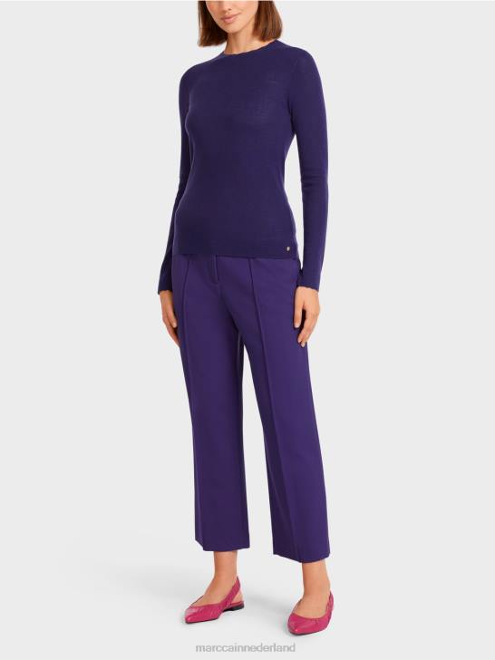 kleding koninklijk paars 464J1214 wollen trui met patroondetails Marc Cain