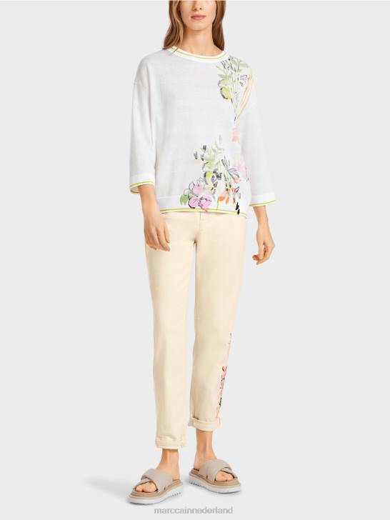 kleding lichte kalk 464J1136 bloementrui "gebreid in Duitsland" Marc Cain