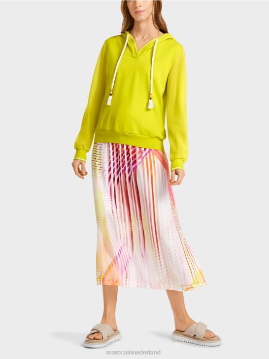 kleding lichte kalk 464J1138 trui met capuchon gebreid in Duitsland Marc Cain