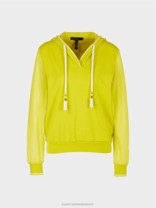 kleding lichte kalk 464J1138 trui met capuchon gebreid in Duitsland Marc Cain