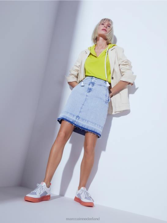 kleding lichte kalk 464J1138 trui met capuchon gebreid in Duitsland Marc Cain