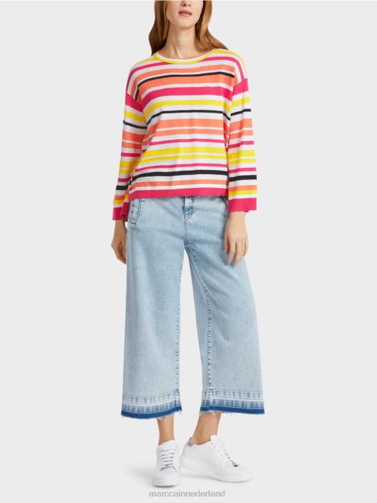 kleding lichte kalk 464J1139 gestreepte trui Marc Cain