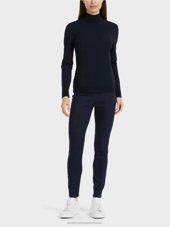 kleding middernacht blauw 464J1079 fijngebreide "rethink Together" trui Marc Cain