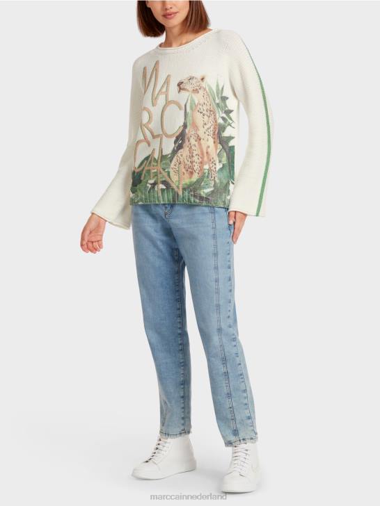 kleding mosgroen 464J1199 luipaardtrui 100% gemaakt in Duitsland Marc Cain