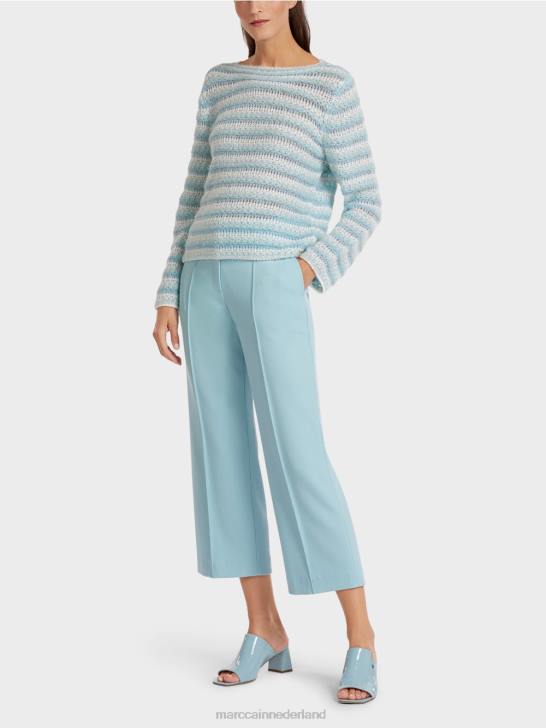 kleding sfeervol blauw 464J1205 gestreepte trui "gebreid in Duitsland" Marc Cain