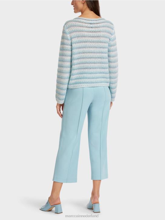 kleding sfeervol blauw 464J1205 gestreepte trui \"gebreid in Duitsland\" Marc Cain